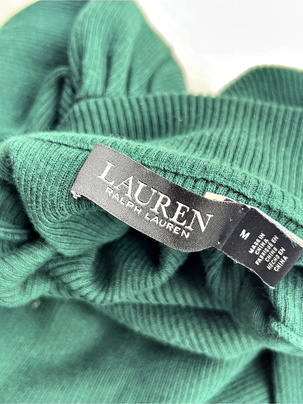 Lauren Ralph Lauren Ribbed Turtleneck Sweater Green Size Medium - Picture 3 of 10
